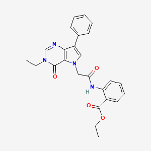 molecular formula C25H24N4O4 B2656674 ethyl 2-(2-{3-ethyl-4-oxo-7-phenyl-3H,4H,5H-pyrrolo[3,2-d]pyrimidin-5-yl}acetamido)benzoate CAS No. 1251580-99-0