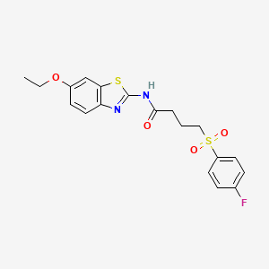 molecular formula C19H19FN2O4S2 B2656687 N-(6-ethoxy-1,3-benzothiazol-2-yl)-4-(4-fluorobenzenesulfonyl)butanamide CAS No. 941907-20-6