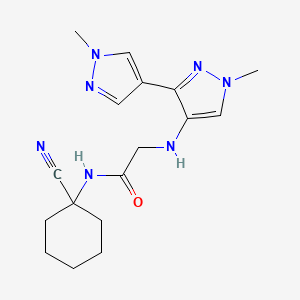 molecular formula C17H23N7O B2656723 N-(1-cyanocyclohexyl)-2-({1,1'-dimethyl-1H,1'H-[3,4'-bipyrazole]-4-yl}amino)acetamide CAS No. 2094492-75-6