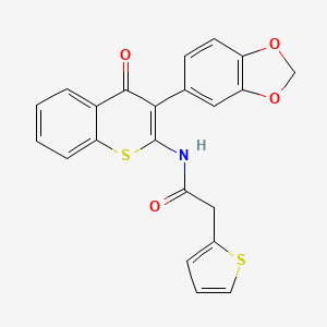 molecular formula C22H15NO4S2 B2656756 N-[3-(2H-1,3-benzodioxol-5-yl)-4-oxo-4H-thiochromen-2-yl]-2-(thiophen-2-yl)acetamide CAS No. 883966-50-5