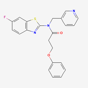 molecular formula C22H18FN3O2S B2656762 N-(6-fluoro-1,3-benzothiazol-2-yl)-3-phenoxy-N-[(pyridin-3-yl)methyl]propanamide CAS No. 895019-41-7