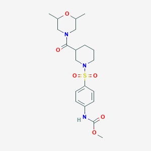 molecular formula C20H29N3O6S B2656791 Methyl (4-((3-(2,6-dimethylmorpholine-4-carbonyl)piperidin-1-yl)sulfonyl)phenyl)carbamate CAS No. 374109-01-0