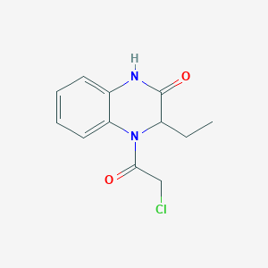 molecular formula C12H13ClN2O2 B2656859 4-(2-chloroacetyl)-3-ethyl-3,4-dihydro-2(1H)-quinoxalinone CAS No. 1008956-18-0
