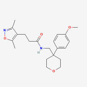 3-(3,5-dimethylisoxazol-4-yl)-N-((4-(4-methoxyphenyl)tetrahydro-2H-pyran-4-yl)methyl)propanamide