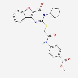 Methyl 4-(2-((3-cyclopentyl-4-oxo-3,4-dihydrobenzofuro[3,2-d]pyrimidin-2-yl)thio)acetamido)benzoate