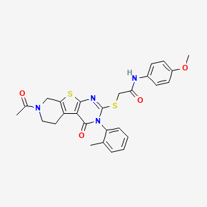 2-((7-acetyl-4-oxo-3-(o-tolyl)-3,4,5,6,7,8-hexahydropyrido[4',3':4,5]thieno[2,3-d]pyrimidin-2-yl)thio)-N-(4-methoxyphenyl)acetamide