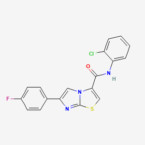 molecular formula C18H11ClFN3OS B2656955 N-(2-chlorophenyl)-6-(4-fluorophenyl)imidazo[2,1-b][1,3]thiazole-3-carboxamide CAS No. 1049345-49-4