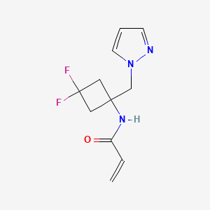 molecular formula C11H13F2N3O B2656957 N-{3,3-difluoro-1-[(1H-pyrazol-1-yl)methyl]cyclobutyl}prop-2-enamide CAS No. 2411258-23-4