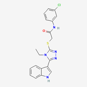 molecular formula C20H18ClN5OS B2656960 N-(3-chlorophenyl)-2-((4-ethyl-5-(1H-indol-3-yl)-4H-1,2,4-triazol-3-yl)thio)acetamide CAS No. 852143-77-2