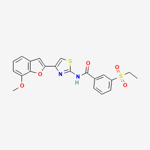 molecular formula C21H18N2O5S2 B2656965 3-(ethylsulfonyl)-N-(4-(7-methoxybenzofuran-2-yl)thiazol-2-yl)benzamide CAS No. 921525-83-9