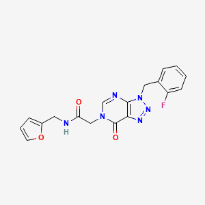 molecular formula C18H15FN6O3 B2656967 2-{3-[(2-fluorophenyl)methyl]-7-oxo-3H,6H,7H-[1,2,3]triazolo[4,5-d]pyrimidin-6-yl}-N-[(furan-2-yl)methyl]acetamide CAS No. 847383-38-4