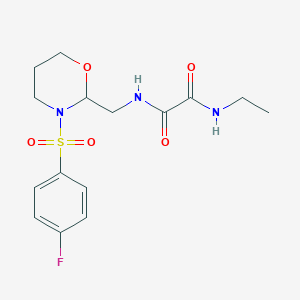 molecular formula C15H20FN3O5S B2656969 N-ethyl-N'-{[3-(4-fluorobenzenesulfonyl)-1,3-oxazinan-2-yl]methyl}ethanediamide CAS No. 872976-03-9