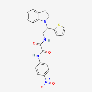 molecular formula C22H20N4O4S B2656979 N1-(2-(indolin-1-yl)-2-(thiophen-2-yl)ethyl)-N2-(4-nitrophenyl)oxalamide CAS No. 898424-37-8