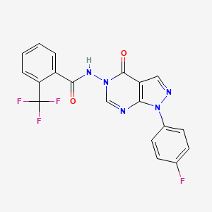 molecular formula C19H11F4N5O2 B2657034 N-(1-(4-fluorophenyl)-4-oxo-1H-pyrazolo[3,4-d]pyrimidin-5(4H)-yl)-2-(trifluoromethyl)benzamide CAS No. 919844-54-5