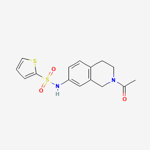 molecular formula C15H16N2O3S2 B2657076 N-(2-acetyl-1,2,3,4-tetrahydroisoquinolin-7-yl)thiophene-2-sulfonamide CAS No. 955719-23-0