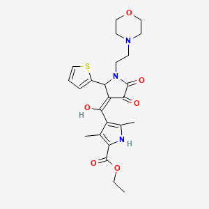 molecular formula C24H29N3O6S B2657104 ethyl 4-{[4-hydroxy-1-[2-(4-morpholinyl)ethyl]-5-oxo-2-(2-thienyl)-2,5-dihydro-1H-pyrrol-3-yl]carbonyl}-3,5-dimethyl-1H-pyrrole-2-carboxylate CAS No. 623137-26-8