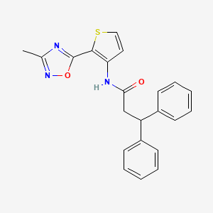 molecular formula C22H19N3O2S B2657118 N-[2-(3-methyl-1,2,4-oxadiazol-5-yl)thiophen-3-yl]-3,3-diphenylpropanamide CAS No. 1797597-66-0