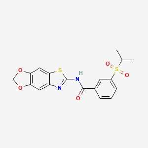 molecular formula C18H16N2O5S2 B2657164 N-([1,3]dioxolo[4,5-f][1,3]benzothiazol-6-yl)-3-propan-2-ylsulfonylbenzamide CAS No. 941993-11-9