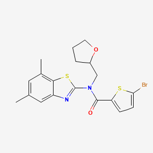 molecular formula C19H19BrN2O2S2 B2657182 5-bromo-N-(5,7-dimethyl-1,3-benzothiazol-2-yl)-N-[(oxolan-2-yl)methyl]thiophene-2-carboxamide CAS No. 920192-41-2