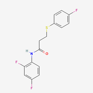 molecular formula C15H12F3NOS B2657187 N-(2,4-difluorophenyl)-3-((4-fluorophenyl)thio)propanamide CAS No. 896356-75-5
