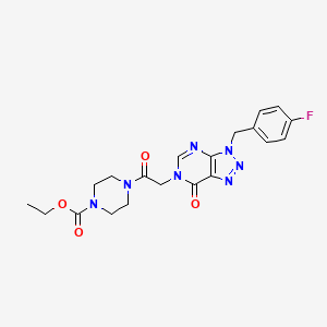 molecular formula C20H22FN7O4 B2657229 ethyl 4-(2-(3-(4-fluorobenzyl)-7-oxo-3H-[1,2,3]triazolo[4,5-d]pyrimidin-6(7H)-yl)acetyl)piperazine-1-carboxylate CAS No. 847382-31-4