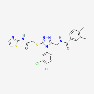 molecular formula C23H20Cl2N6O2S2 B2657236 N-((4-(3,4-dichlorophenyl)-5-((2-oxo-2-(thiazol-2-ylamino)ethyl)thio)-4H-1,2,4-triazol-3-yl)methyl)-3,4-dimethylbenzamide CAS No. 391939-53-0
