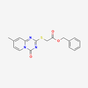 molecular formula C17H15N3O3S B2657314 benzyl 2-({8-methyl-4-oxo-4H-pyrido[1,2-a][1,3,5]triazin-2-yl}sulfanyl)acetate CAS No. 896334-51-3