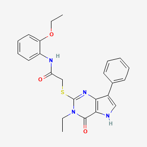 molecular formula C24H24N4O3S B2657359 N-(2-ethoxyphenyl)-2-({3-ethyl-4-oxo-7-phenyl-3H,4H,5H-pyrrolo[3,2-d]pyrimidin-2-yl}sulfanyl)acetamide CAS No. 1021264-32-3