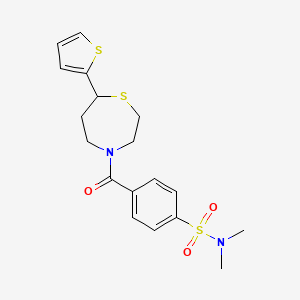 molecular formula C18H22N2O3S3 B2657377 N,N-dimethyl-4-(7-(thiophen-2-yl)-1,4-thiazepane-4-carbonyl)benzenesulfonamide CAS No. 1705215-67-3