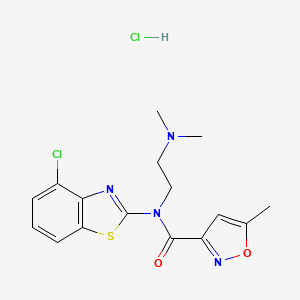 molecular formula C16H18Cl2N4O2S B2657392 N-(4-CHLORO-1,3-BENZOTHIAZOL-2-YL)-N-[2-(DIMETHYLAMINO)ETHYL]-5-METHYL-1,2-OXAZOLE-3-CARBOXAMIDE HYDROCHLORIDE CAS No. 1330298-98-0