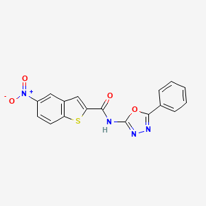 molecular formula C17H10N4O4S B2657397 5-nitro-N-(5-phenyl-1,3,4-oxadiazol-2-yl)-1-benzothiophene-2-carboxamide CAS No. 865287-47-4