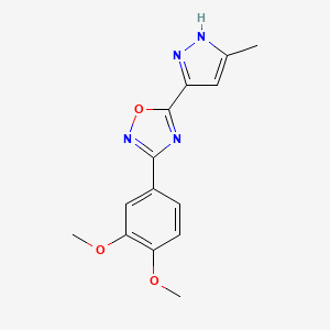 molecular formula C14H14N4O3 B2657442 3-(3,4-dimethoxyphenyl)-5-(3-methyl-1H-pyrazol-5-yl)-1,2,4-oxadiazole CAS No. 1192487-61-8