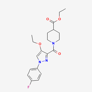 molecular formula C20H24FN3O4 B2657450 ethyl 1-[4-ethoxy-1-(4-fluorophenyl)-1H-pyrazole-3-carbonyl]piperidine-4-carboxylate CAS No. 1210200-54-6