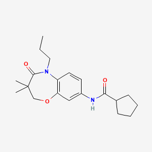 molecular formula C20H28N2O3 B2657482 N-(3,3-dimethyl-4-oxo-5-propyl-2,3,4,5-tetrahydro-1,5-benzoxazepin-8-yl)cyclopentanecarboxamide CAS No. 921566-53-2