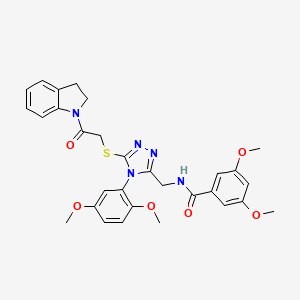 molecular formula C30H31N5O6S B2657527 N-[(5-{[2-(2,3-dihydro-1H-indol-1-yl)-2-oxoethyl]sulfanyl}-4-(2,5-dimethoxyphenyl)-4H-1,2,4-triazol-3-yl)methyl]-3,5-dimethoxybenzamide CAS No. 309969-08-2