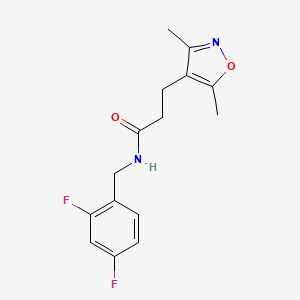 molecular formula C15H16F2N2O2 B2657539 N-[(2,4-difluorophenyl)methyl]-3-(3,5-dimethyl-1,2-oxazol-4-yl)propanamide CAS No. 1235170-76-9
