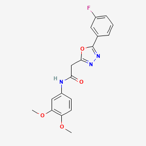molecular formula C18H16FN3O4 B2657568 N-(3,4-dimethoxyphenyl)-2-[5-(3-fluorophenyl)-1,3,4-oxadiazol-2-yl]acetamide CAS No. 1251704-49-0