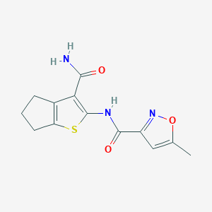 molecular formula C13H13N3O3S B2657583 N-{3-CARBAMOYL-4H,5H,6H-CYCLOPENTA[B]THIOPHEN-2-YL}-5-METHYL-1,2-OXAZOLE-3-CARBOXAMIDE CAS No. 916033-74-4