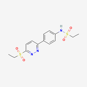 molecular formula C14H17N3O4S2 B2657616 N-{4-[6-(ethanesulfonyl)pyridazin-3-yl]phenyl}ethane-1-sulfonamide CAS No. 921837-93-6