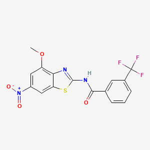 molecular formula C16H10F3N3O4S B2657646 N-(4-methoxy-6-nitro-1,3-benzothiazol-2-yl)-3-(trifluoromethyl)benzamide CAS No. 330189-72-5