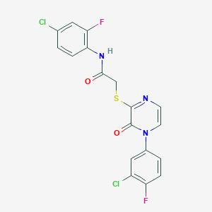 molecular formula C18H11Cl2F2N3O2S B2657647 N-(4-chloro-2-fluorophenyl)-2-((4-(3-chloro-4-fluorophenyl)-3-oxo-3,4-dihydropyrazin-2-yl)thio)acetamide CAS No. 899987-71-4