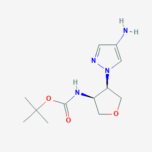 molecular formula C12H20N4O3 B2657691 Rac-tert-butyl n-[(3r,4s)-4-(4-amino-1h-pyrazol-1-yl)oxolan-3-yl]carbamate CAS No. 2174002-68-5