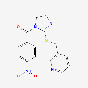 (4-nitrophenyl)(2-((pyridin-3-ylmethyl)thio)-4,5-dihydro-1H-imidazol-1-yl)methanone