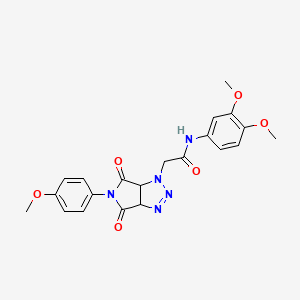 molecular formula C21H21N5O6 B2657711 N-(3,4-dimethoxyphenyl)-2-[5-(4-methoxyphenyl)-4,6-dioxo-1H,3aH,4H,5H,6H,6aH-pyrrolo[3,4-d][1,2,3]triazol-1-yl]acetamide CAS No. 1052613-34-9