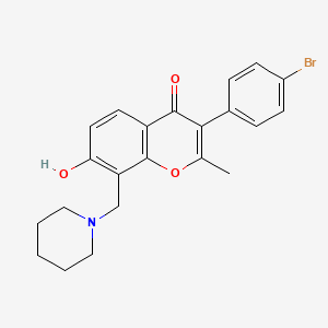 molecular formula C22H22BrNO3 B2657766 3-(4-bromophenyl)-7-hydroxy-2-methyl-8-(piperidin-1-ylmethyl)-4H-chromen-4-one CAS No. 848684-78-6