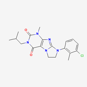 molecular formula C19H22ClN5O2 B2657799 8-(3-chloro-2-methylphenyl)-1-methyl-3-(2-methylpropyl)-1H,2H,3H,4H,6H,7H,8H-imidazo[1,2-g]purine-2,4-dione CAS No. 893965-77-0