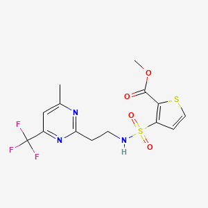 molecular formula C14H14F3N3O4S2 B2657826 methyl 3-({2-[4-methyl-6-(trifluoromethyl)pyrimidin-2-yl]ethyl}sulfamoyl)thiophene-2-carboxylate CAS No. 1396849-30-1