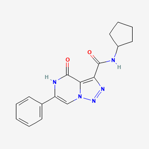 molecular formula C17H17N5O2 B2657827 N-cyclopentyl-4-oxo-6-phenyl-4,5-dihydro[1,2,3]triazolo[1,5-a]pyrazine-3-carboxamide CAS No. 2108326-98-1
