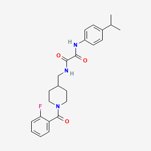 molecular formula C24H28FN3O3 B2657867 N-{[1-(2-fluorobenzoyl)piperidin-4-yl]methyl}-N'-[4-(propan-2-yl)phenyl]ethanediamide CAS No. 1234910-00-9