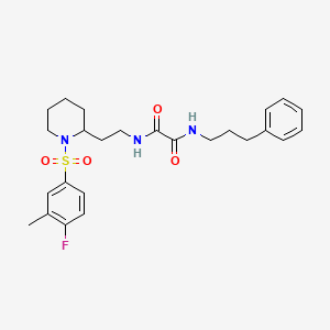 molecular formula C25H32FN3O4S B2657874 N-{2-[1-(4-fluoro-3-methylbenzenesulfonyl)piperidin-2-yl]ethyl}-N'-(3-phenylpropyl)ethanediamide CAS No. 898460-85-0